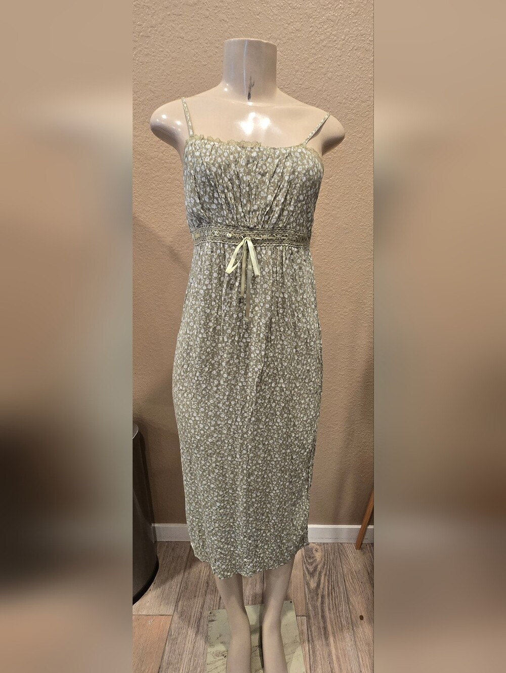 Stitch & Pine Green And White Sundress, Size Small